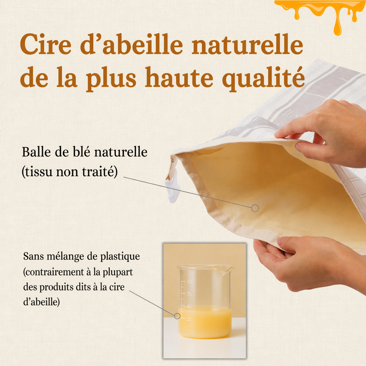 Sacs à pain haut de gamme 100 % coton et cire d'abeille